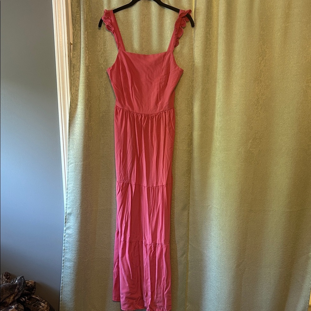 Market & Spruce Pink Ruffle Maxi Dress